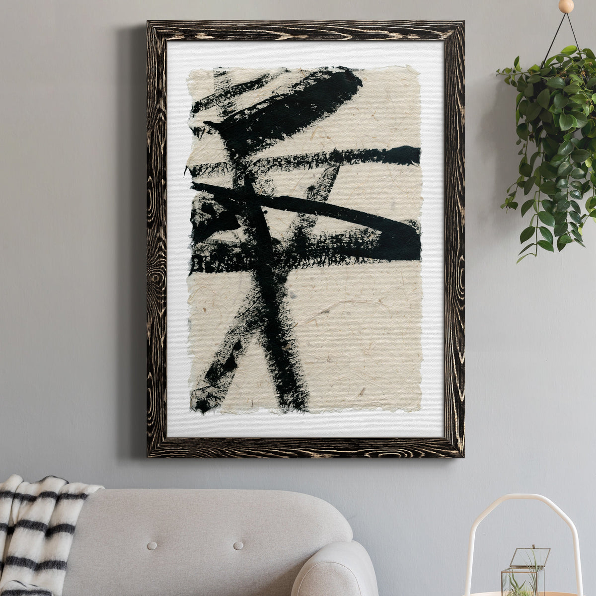 Lines Crossed III - Barnwood Framed Canvas Print
