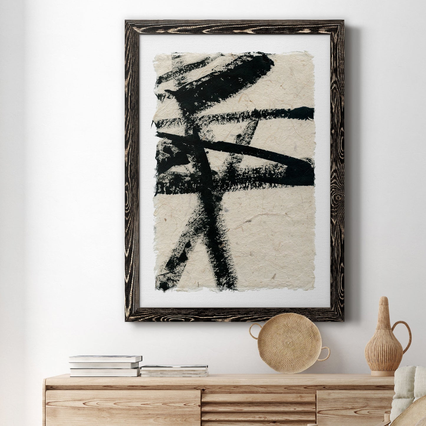 Lines Crossed III - Barnwood Framed Canvas Print
