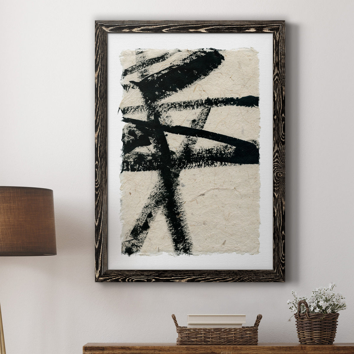 Lines Crossed III - Barnwood Framed Canvas Print