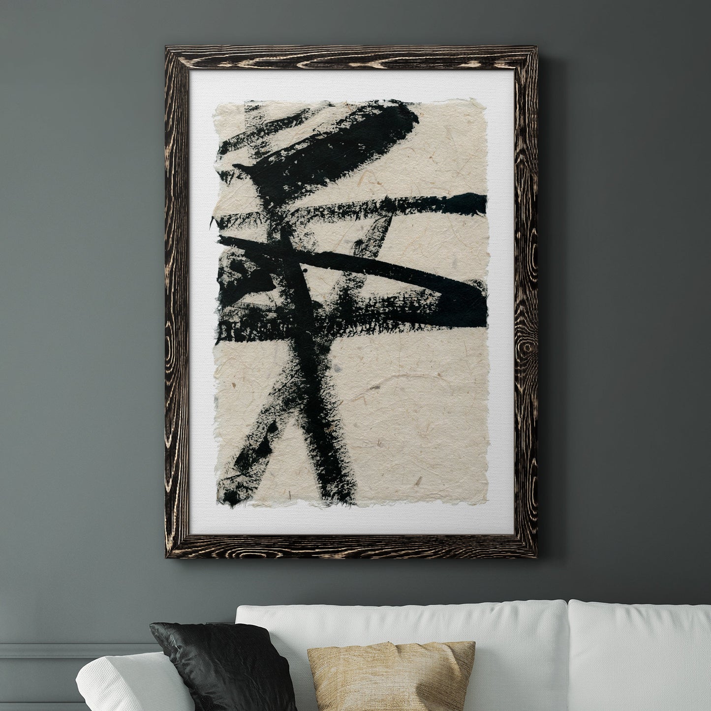 Lines Crossed III - Barnwood Framed Canvas Print
