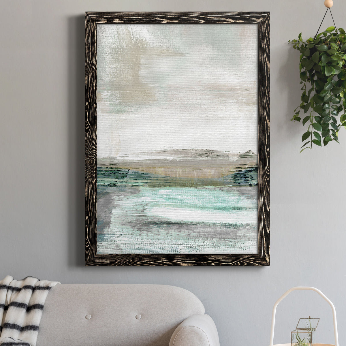 Summer Teal I - Barnwood Framed Canvas Print
