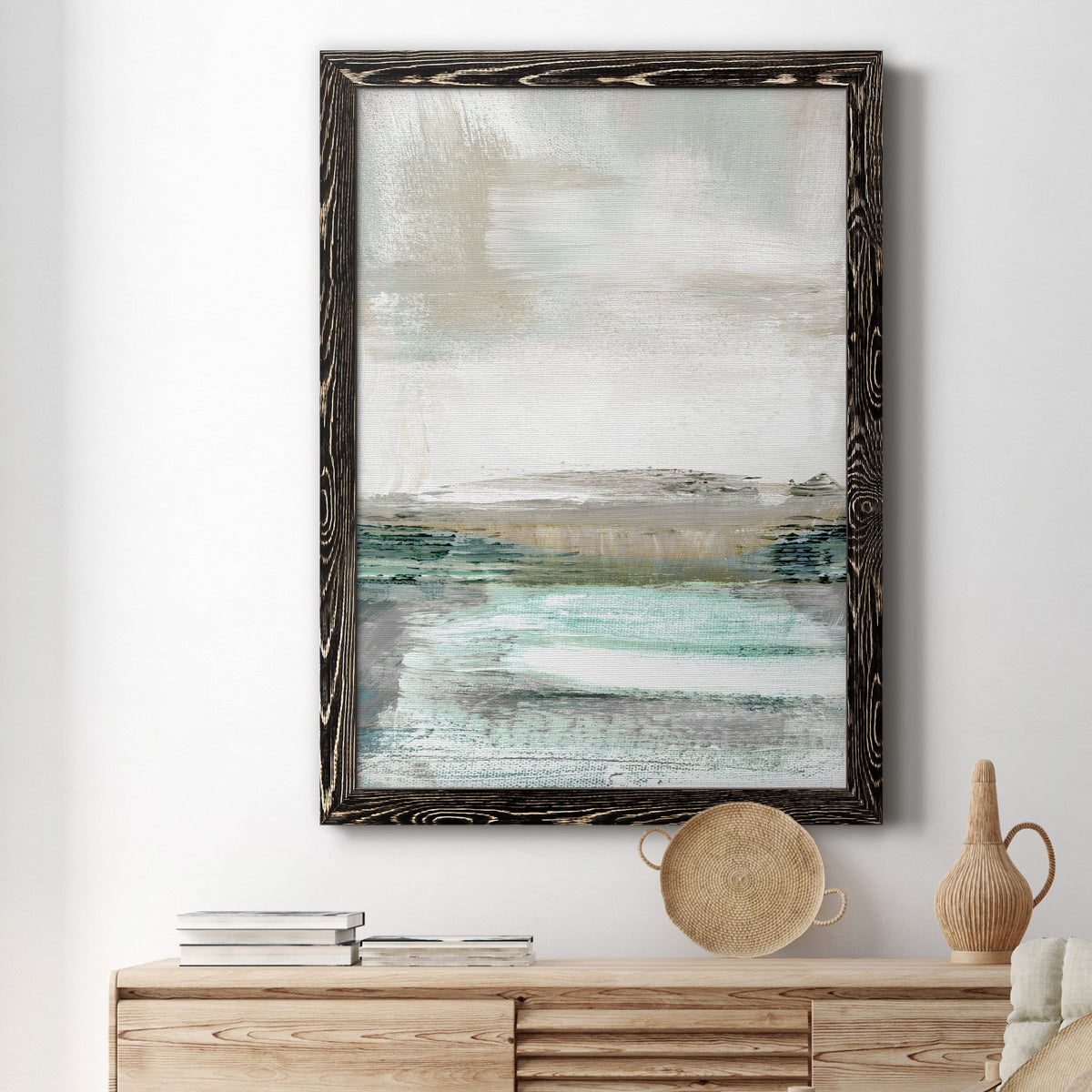 Summer Teal I - Barnwood Framed Canvas Print