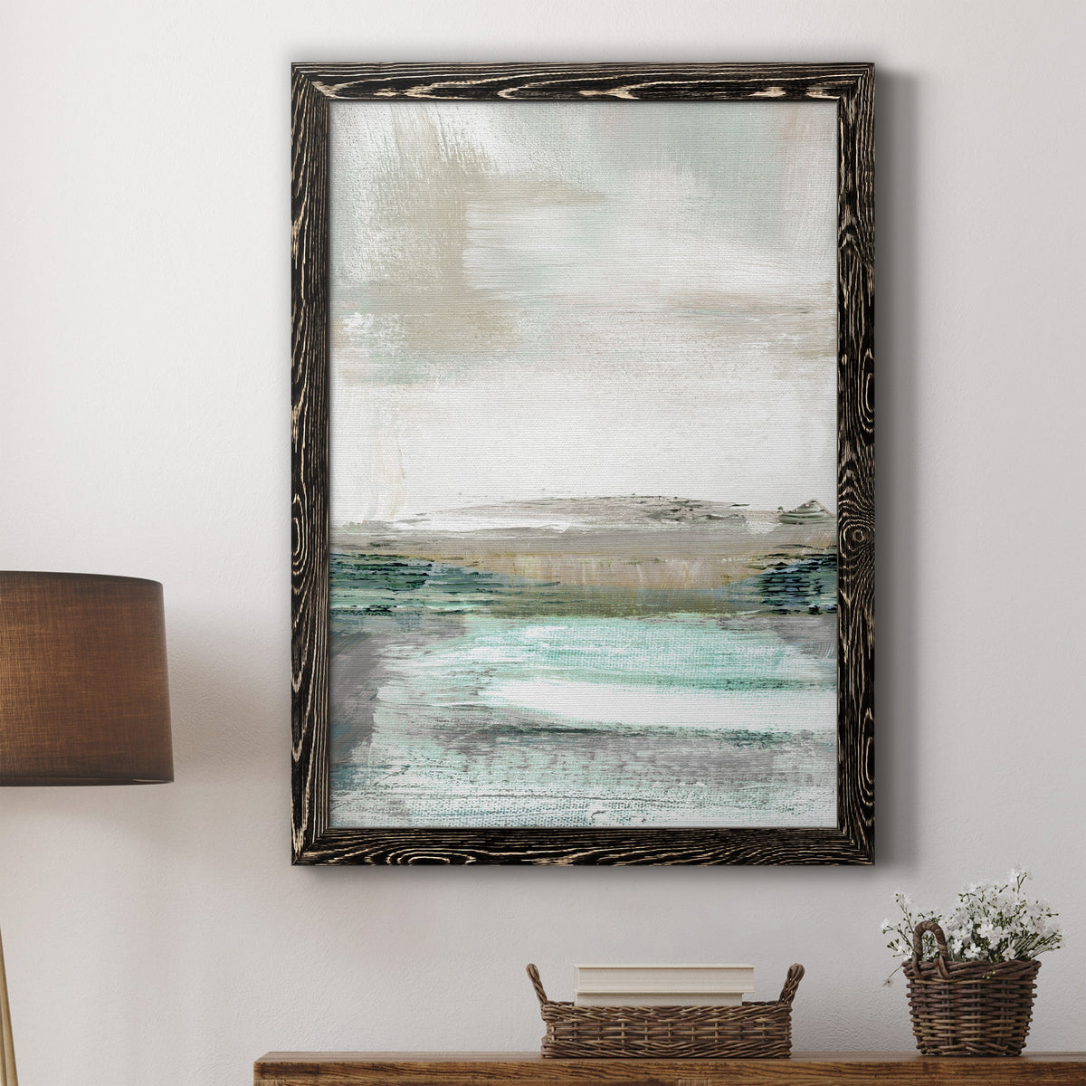 Summer Teal I - Barnwood Framed Canvas Print