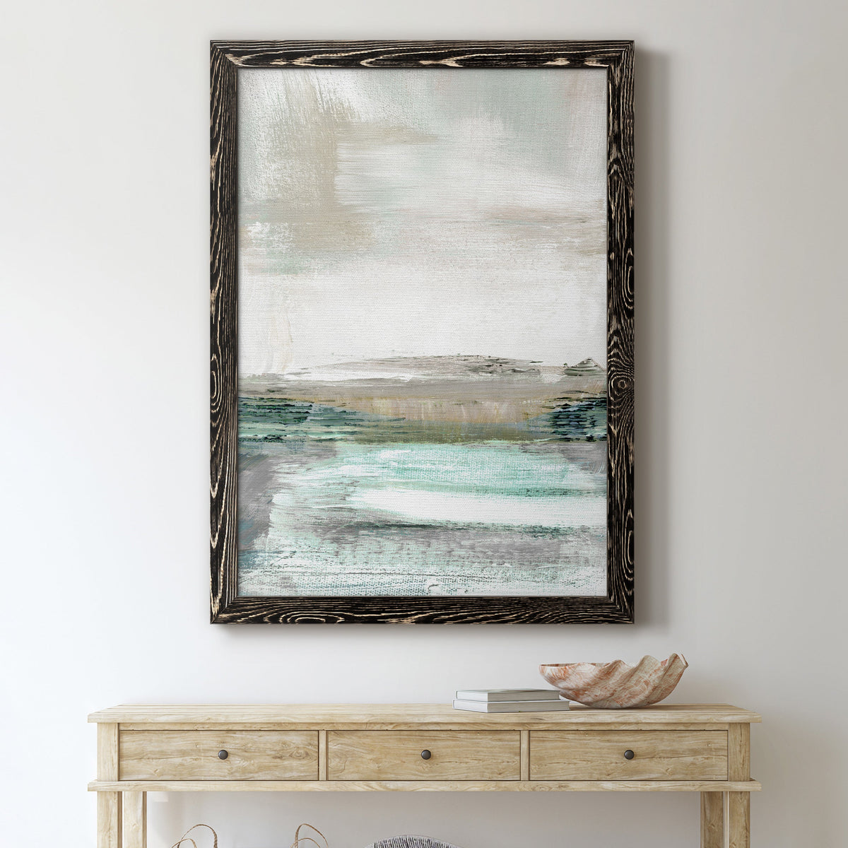 Summer Teal I - Barnwood Framed Canvas Print