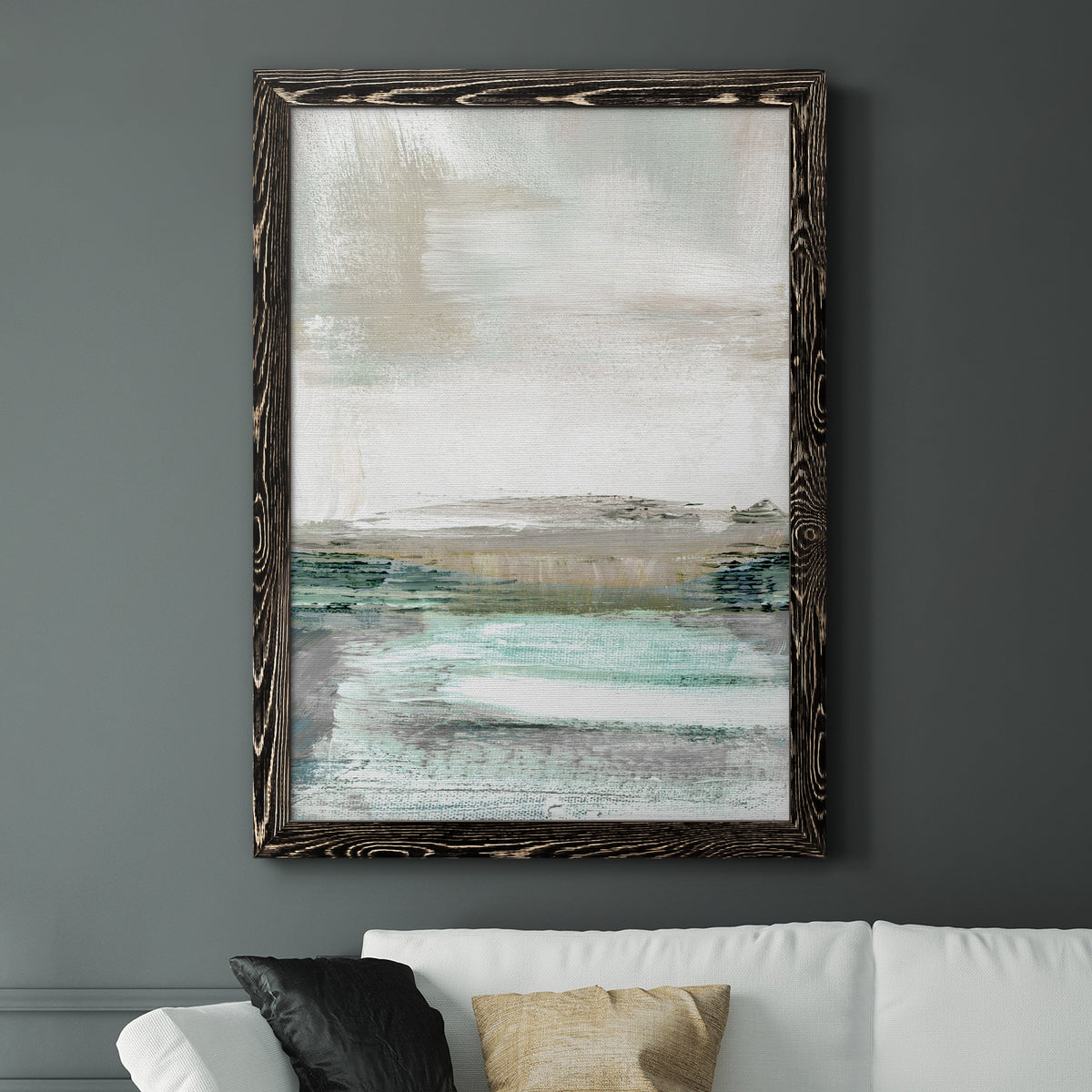 Summer Teal I - Barnwood Framed Canvas Print