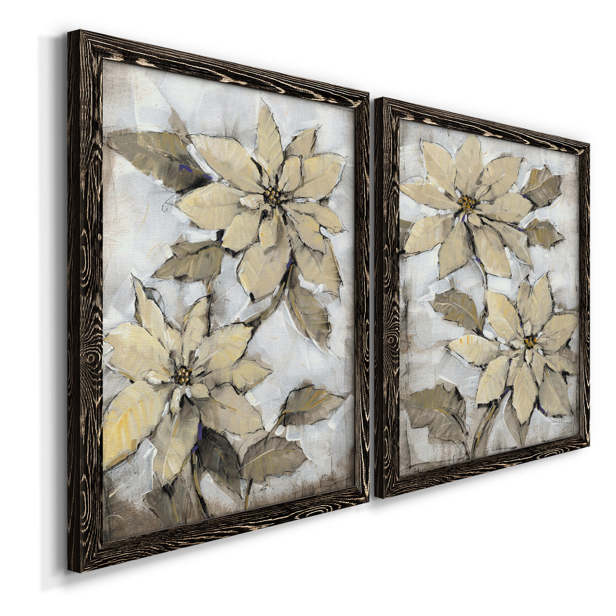 Poinsettia Study I - Barnwood Framed Canvas Set