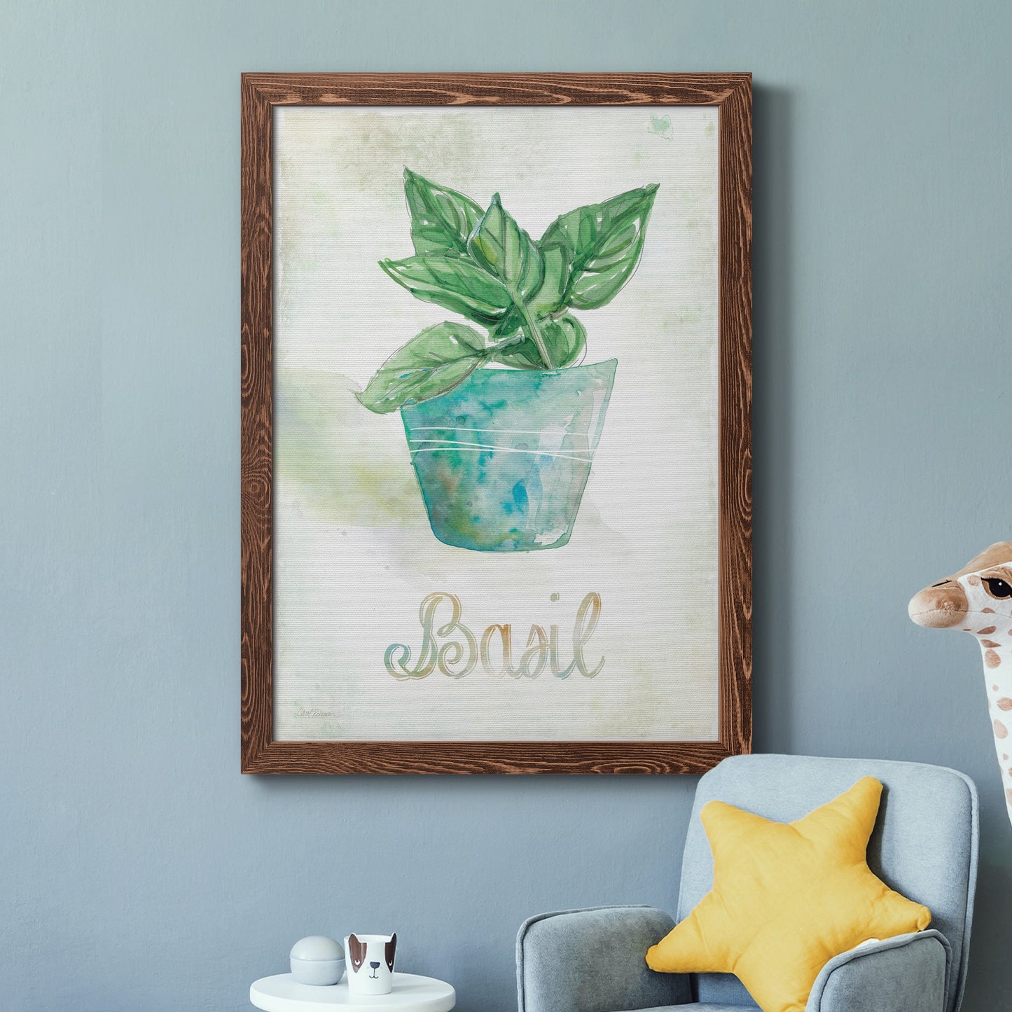 Potted Basil - Barnwood Framed Canvas Print