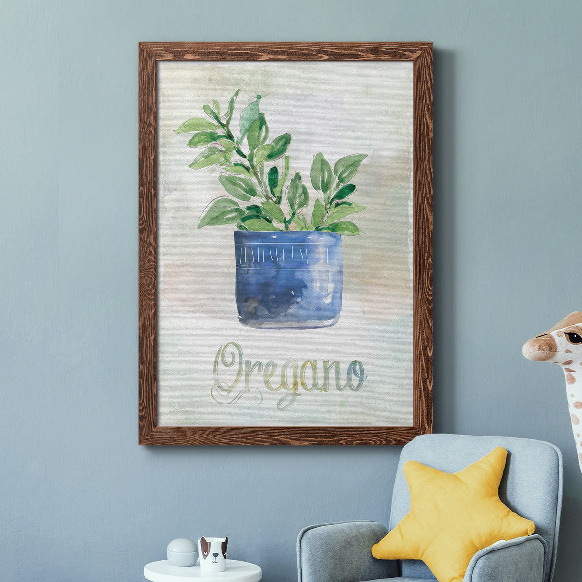 Potted Oregano - Barnwood Framed Canvas Print