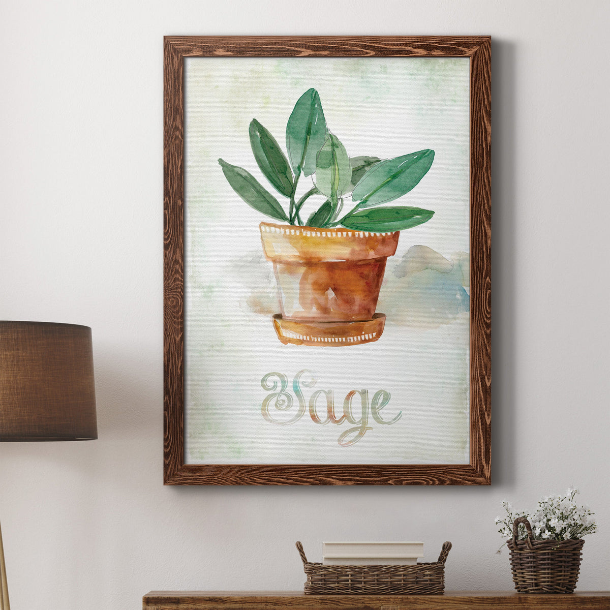 Potted Sage - Barnwood Framed Canvas Print