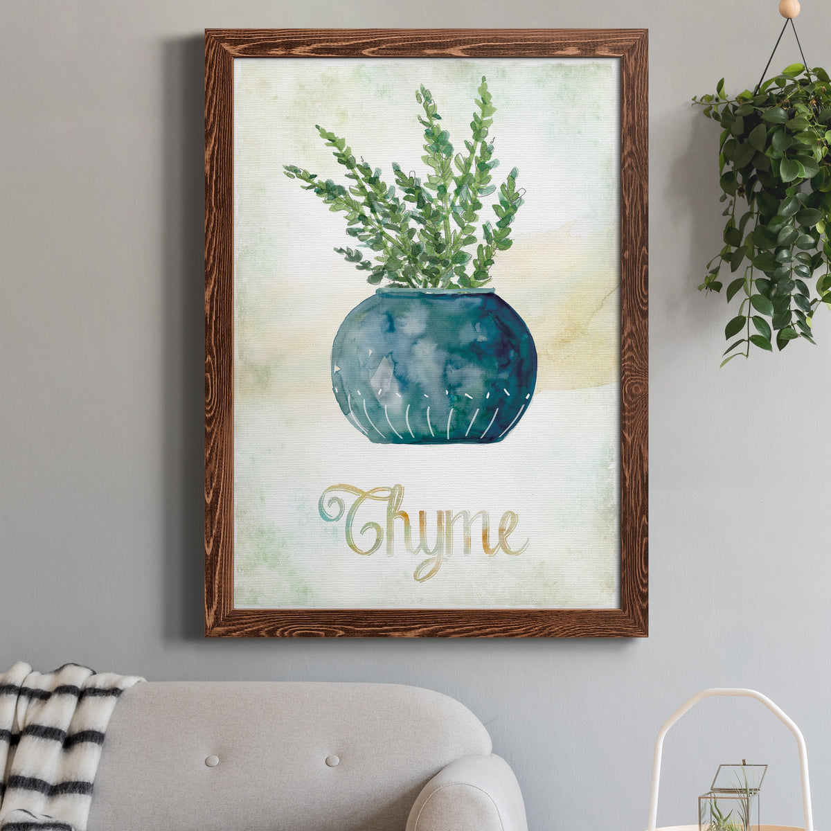 Potted Thyme - Barnwood Framed Canvas Print