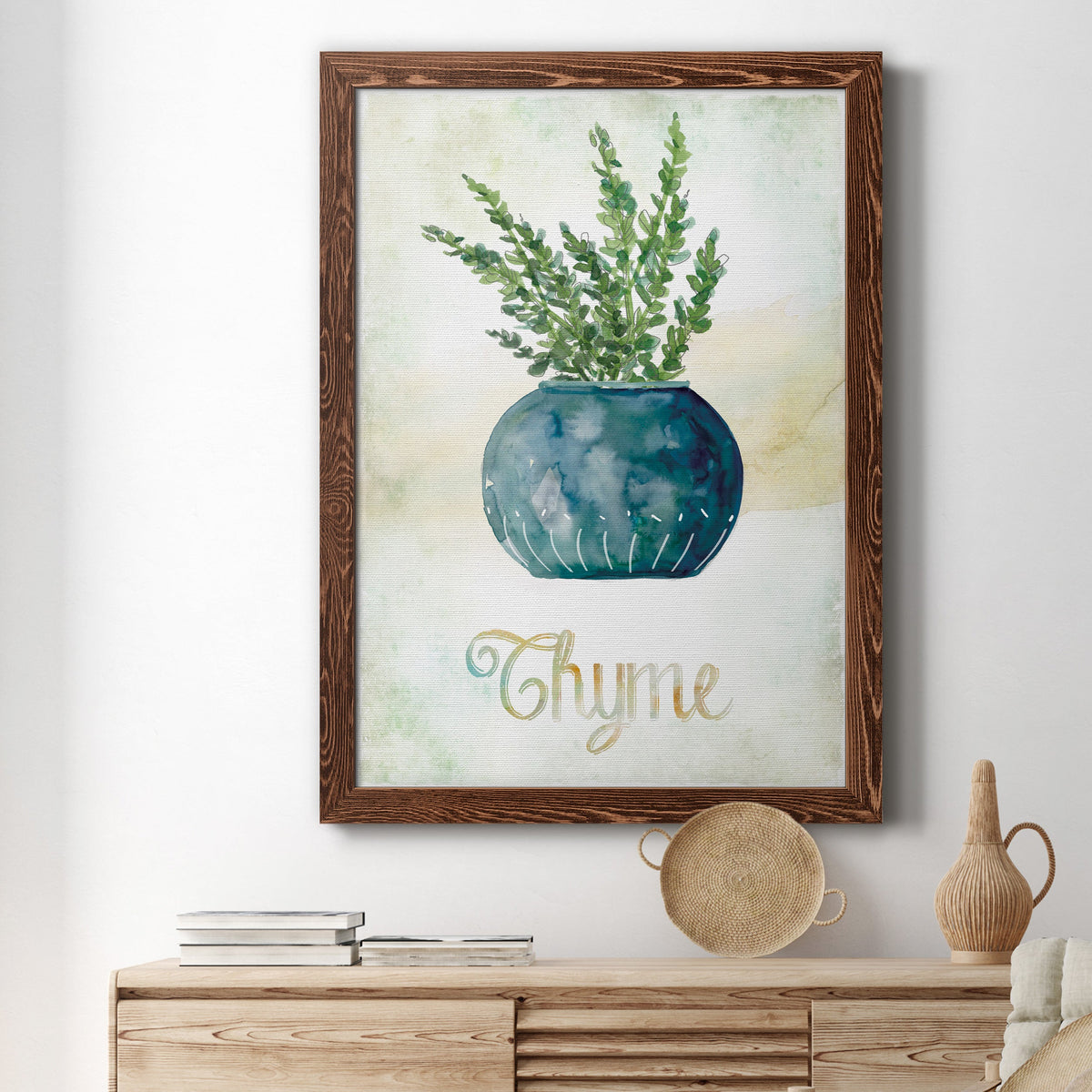 Potted Thyme - Barnwood Framed Canvas Print