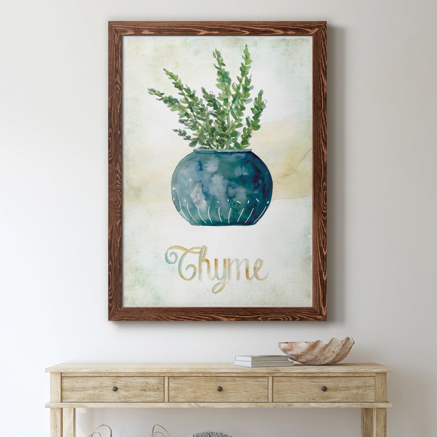 Potted Thyme - Barnwood Framed Canvas Print