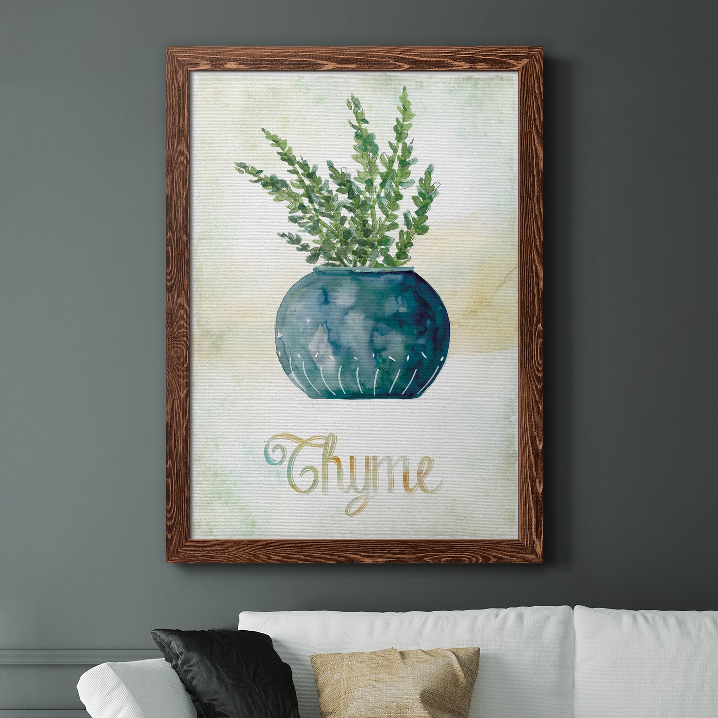 Potted Thyme - Barnwood Framed Canvas Print