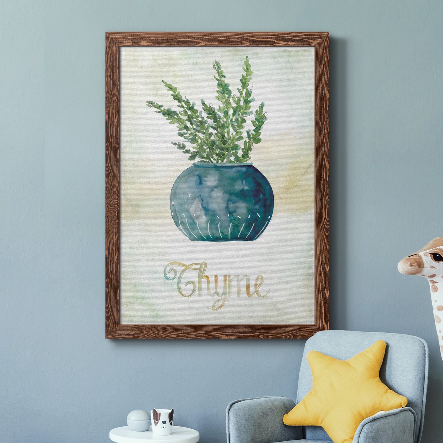 Potted Thyme - Barnwood Framed Canvas Print