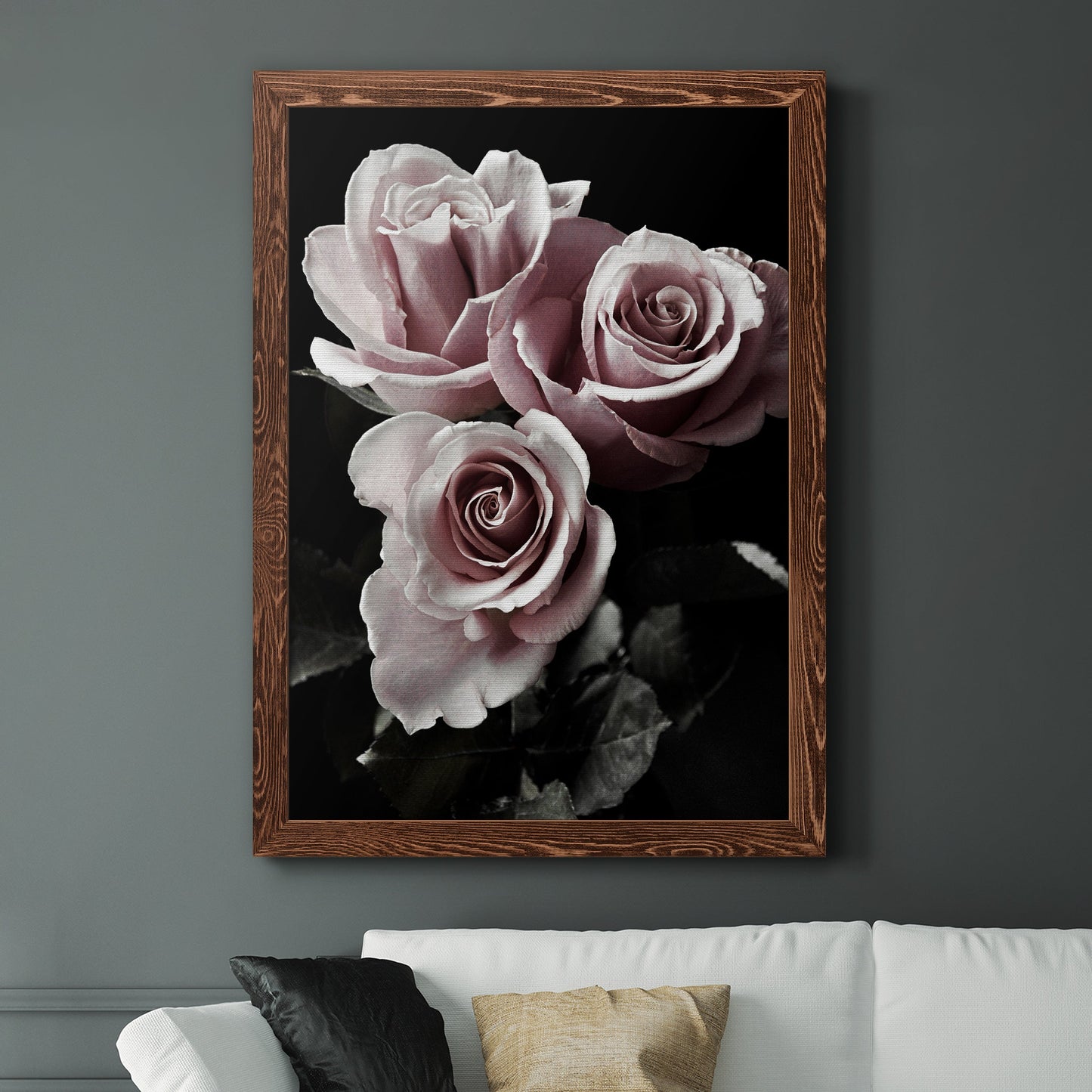 Rose Noir I - Barnwood Framed Canvas Print