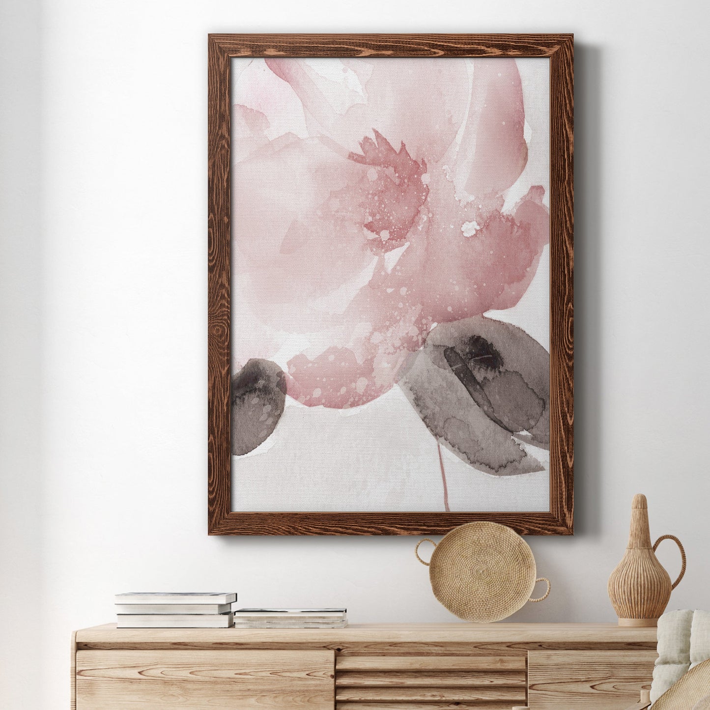Blush Bloom I - Barnwood Framed Canvas Print