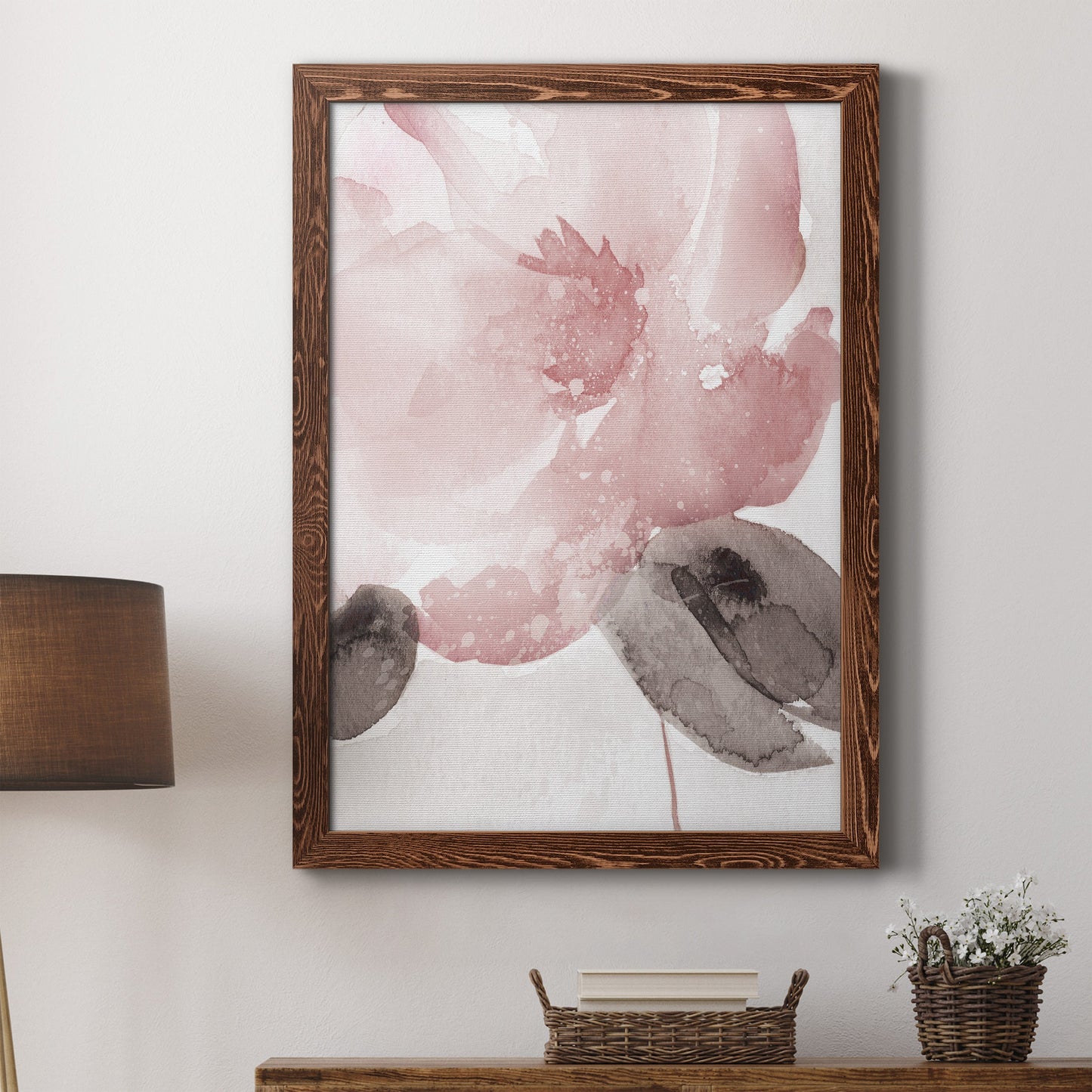Blush Bloom I - Barnwood Framed Canvas Print