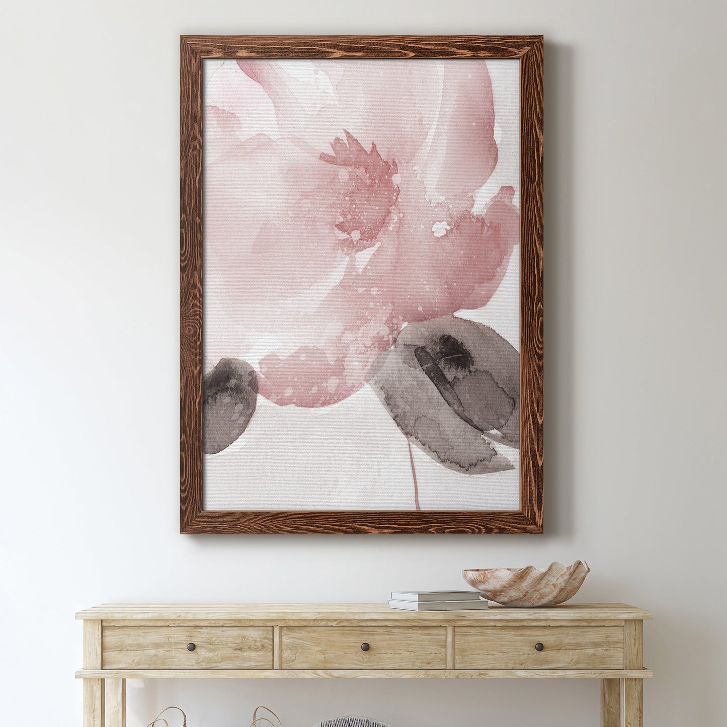 Blush Bloom I - Barnwood Framed Canvas Print