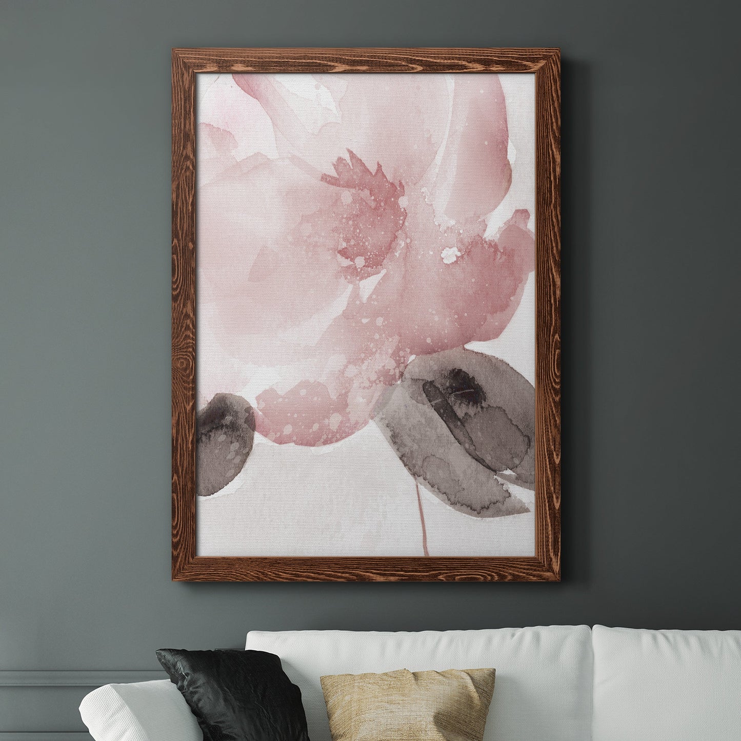 Blush Bloom I - Barnwood Framed Canvas Print