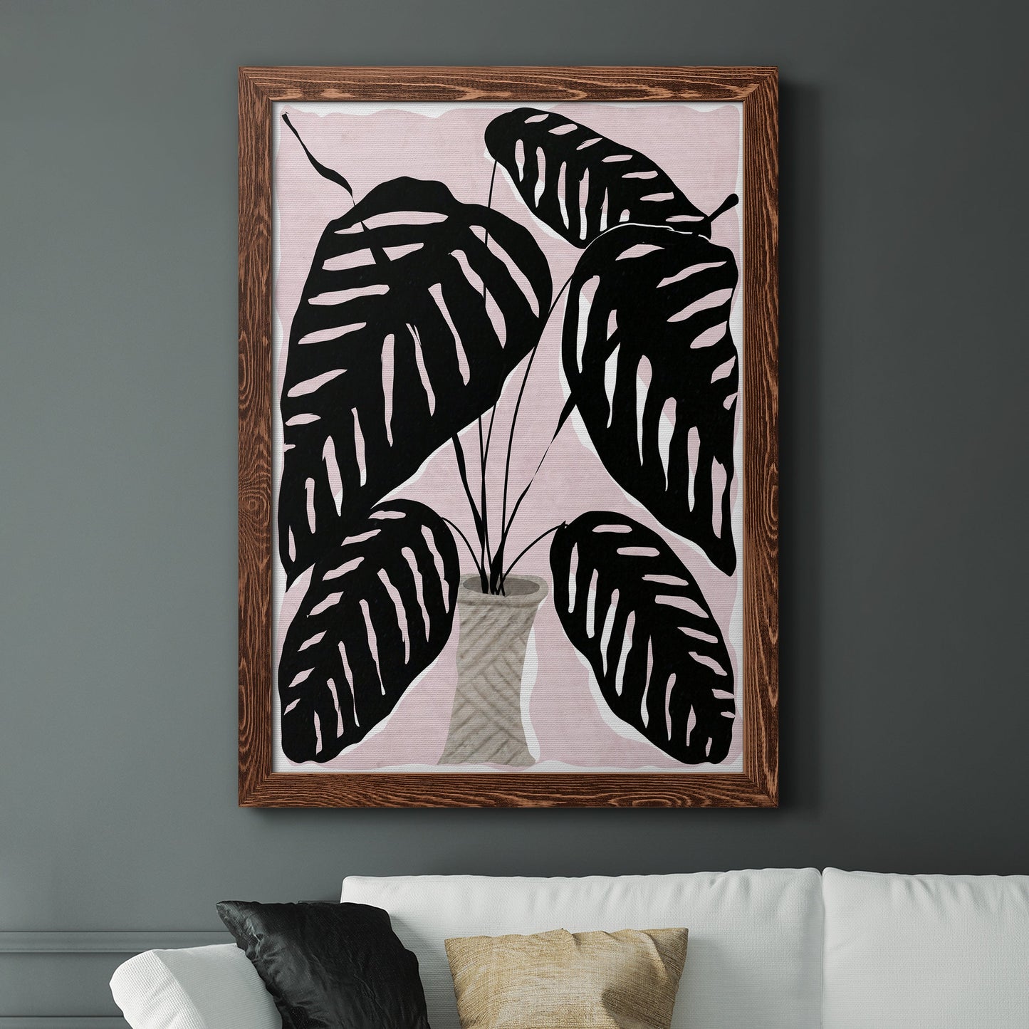 Potted Plant I - Barnwood Framed Canvas Print