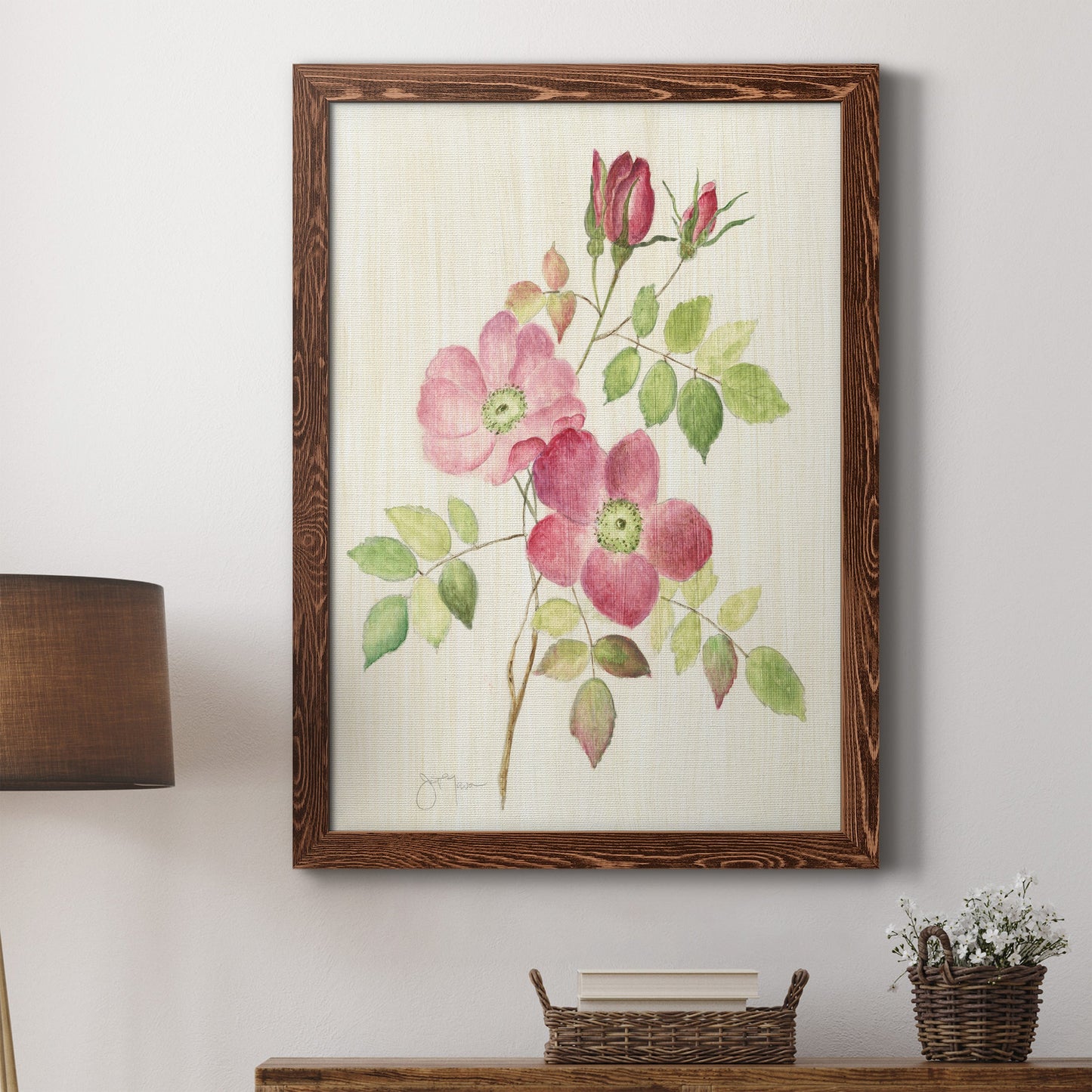 Dusty Rose I - Barnwood Framed Canvas Print