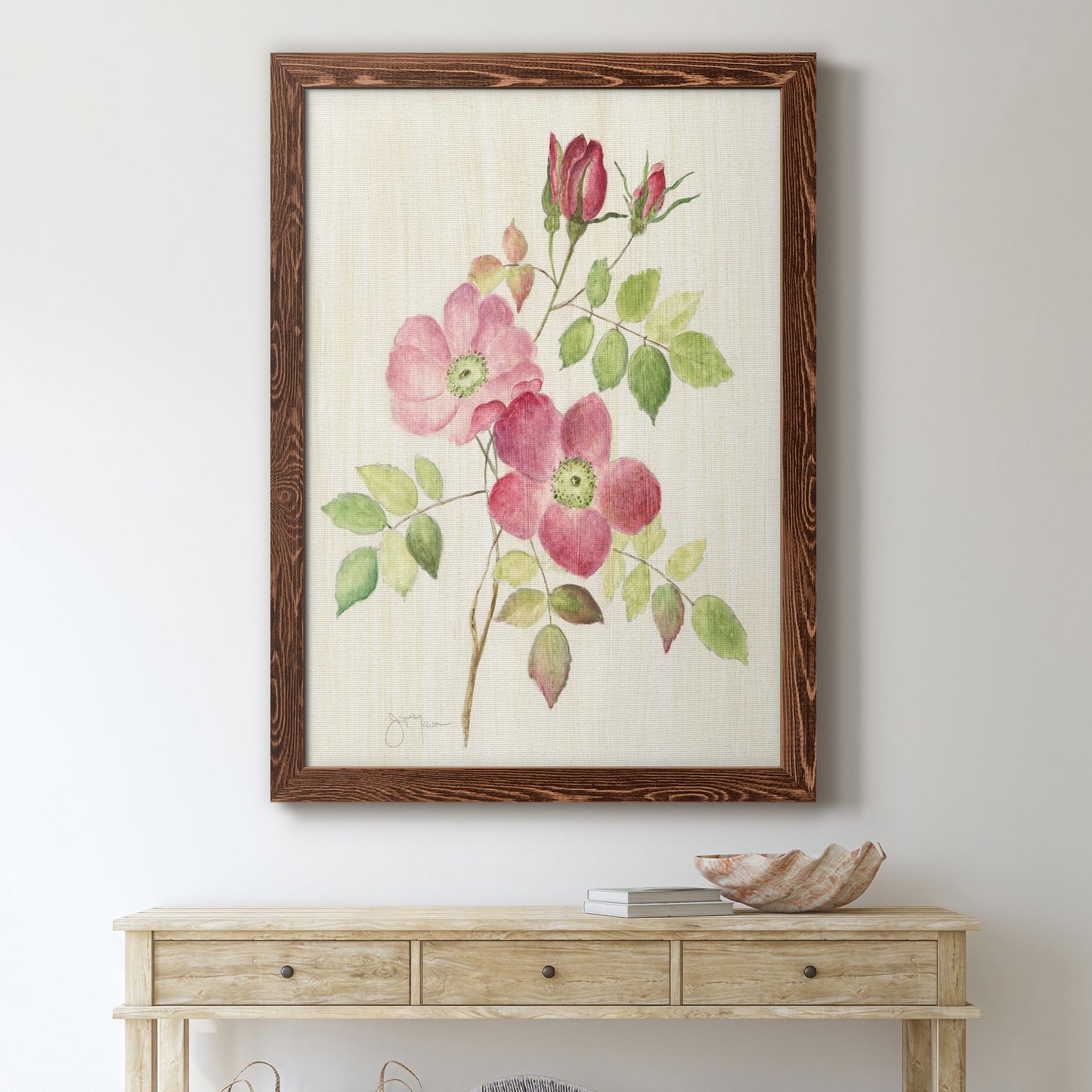 Dusty Rose I - Barnwood Framed Canvas Print