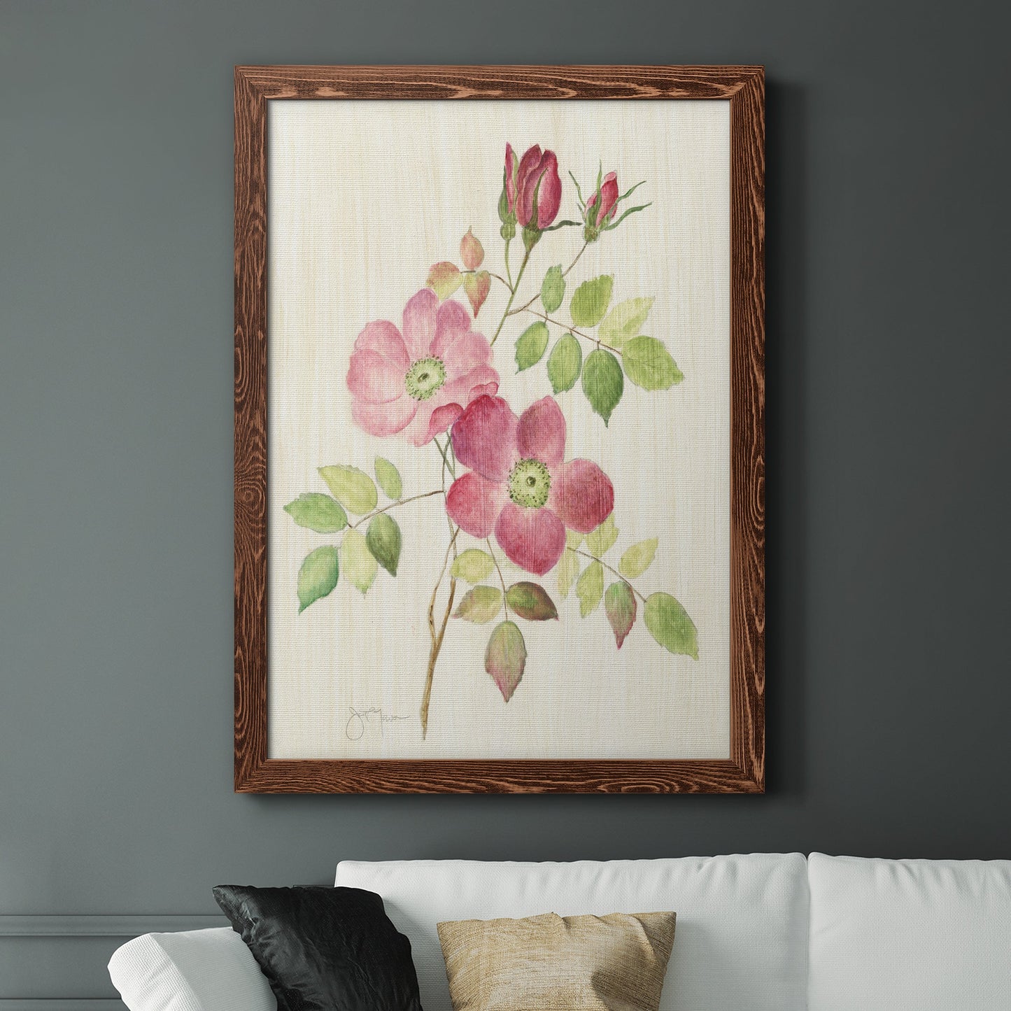 Dusty Rose I - Barnwood Framed Canvas Print