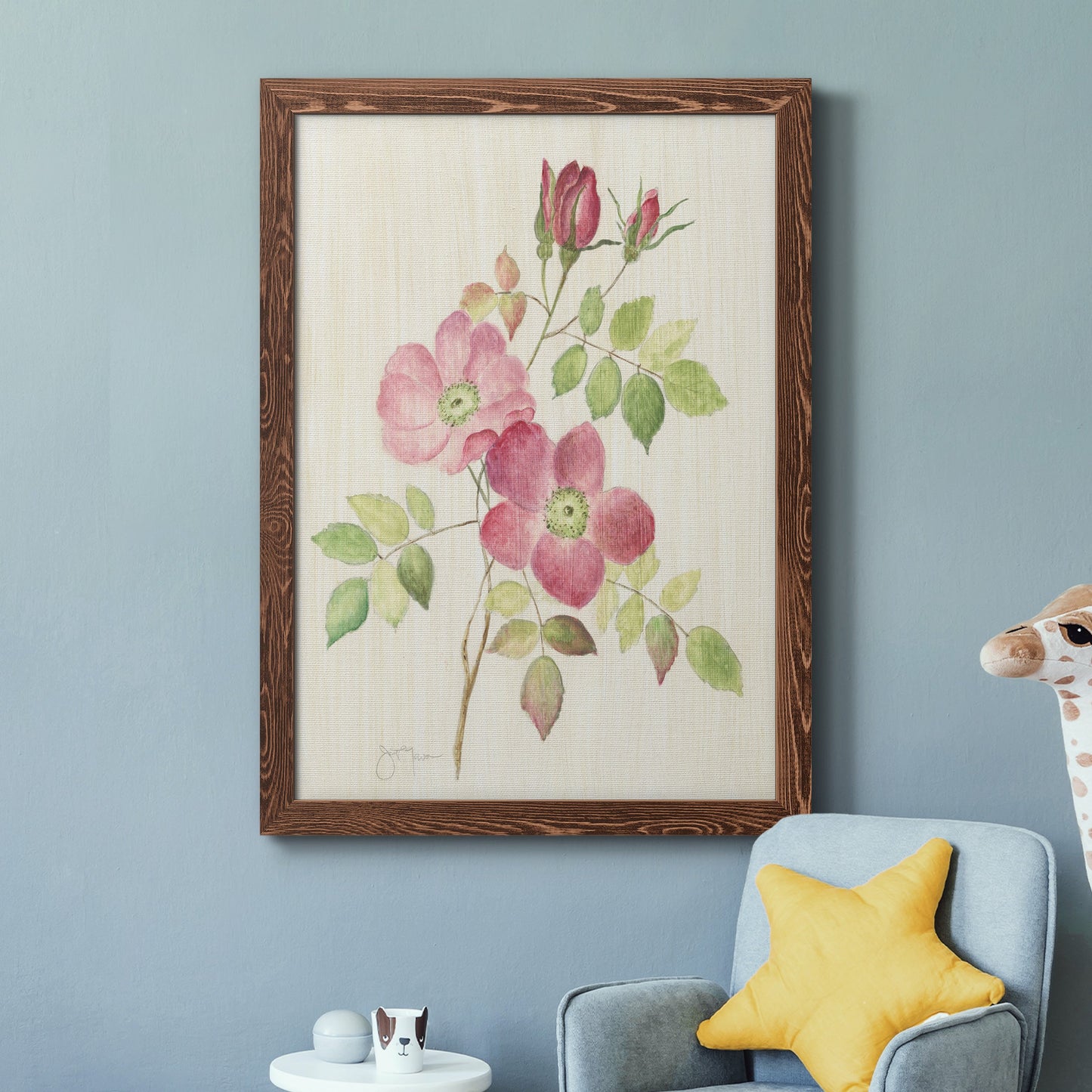 Dusty Rose I - Barnwood Framed Canvas Print