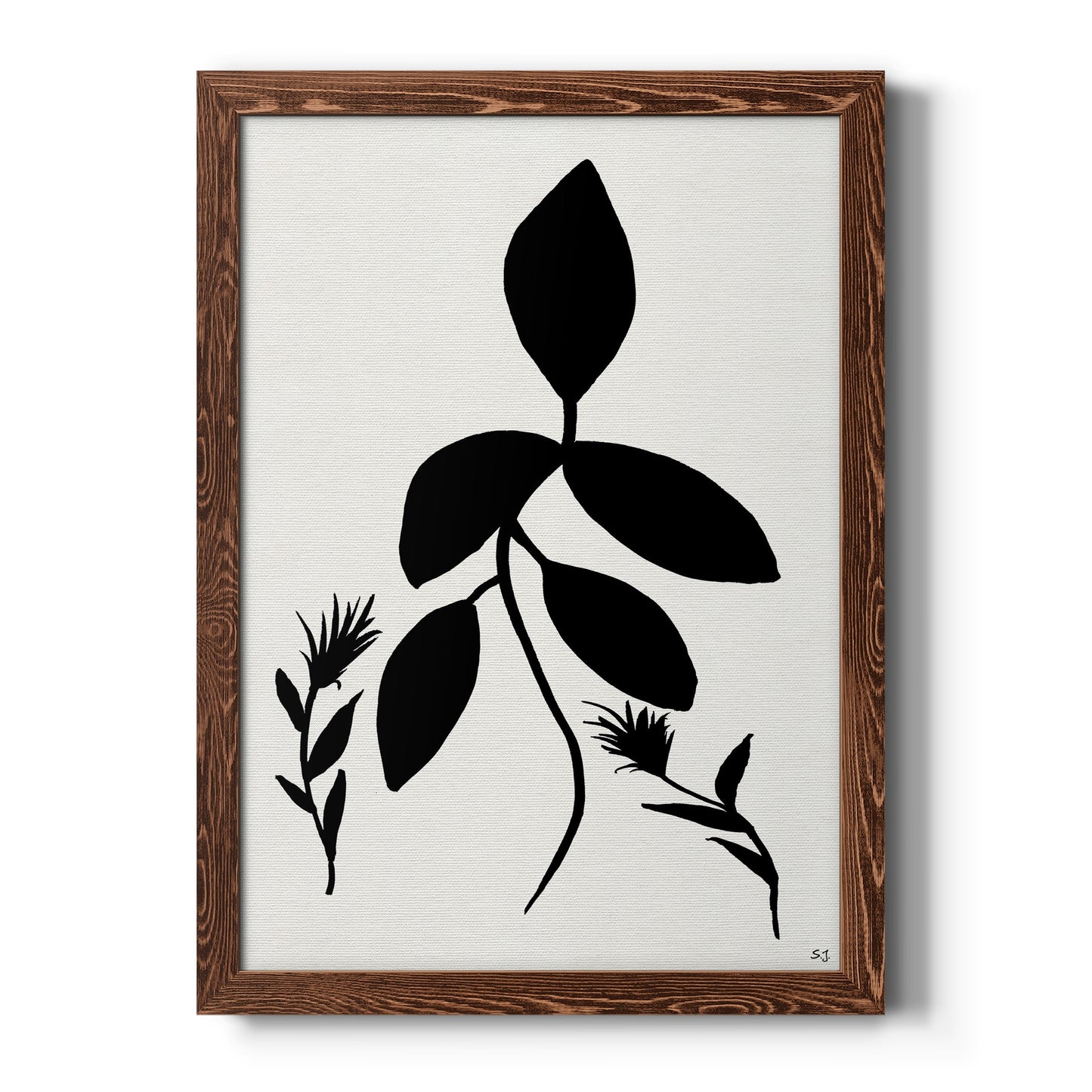 Silhouette Garden I - Barnwood Framed Canvas Print