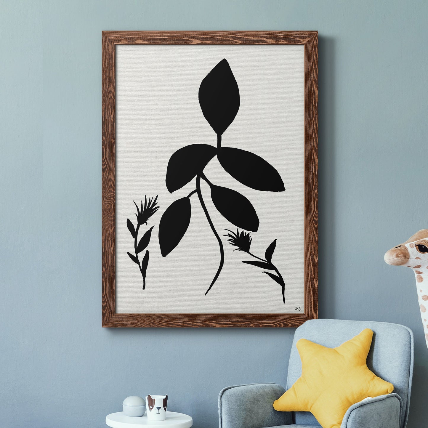 Silhouette Garden I - Barnwood Framed Canvas Print