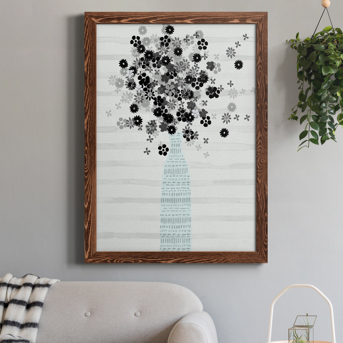 Bouquet of Black & White - Barnwood Framed Canvas Print