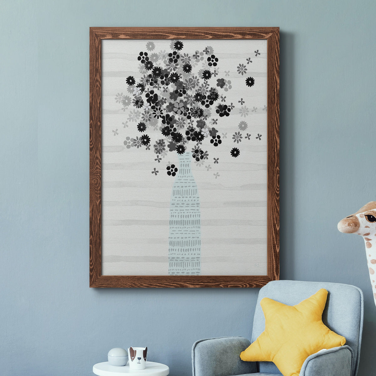 Bouquet of Black & White - Barnwood Framed Canvas Print