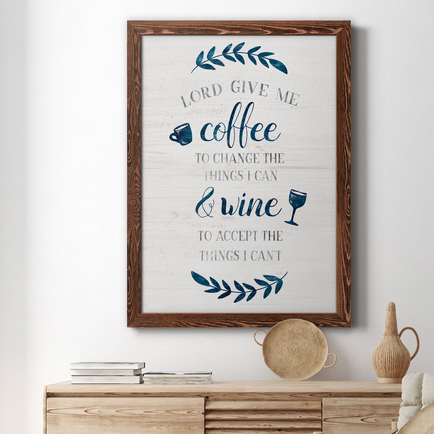 Coffee & Wine - Barnwood Framed Canvas Print