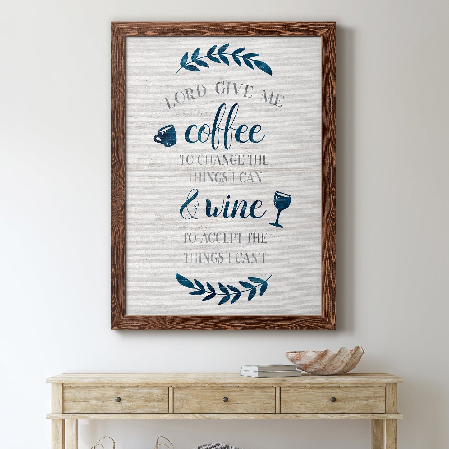 Coffee & Wine - Barnwood Framed Canvas Print