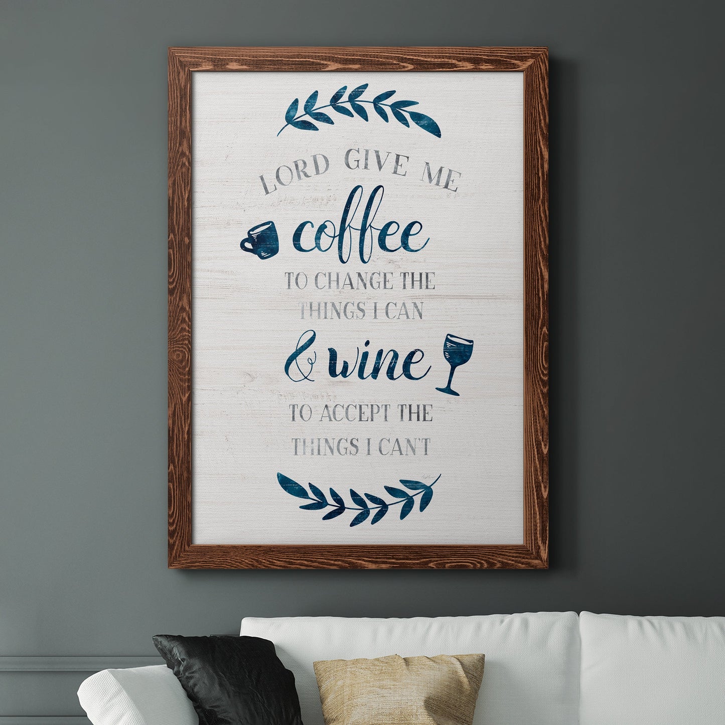 Coffee & Wine - Barnwood Framed Canvas Print