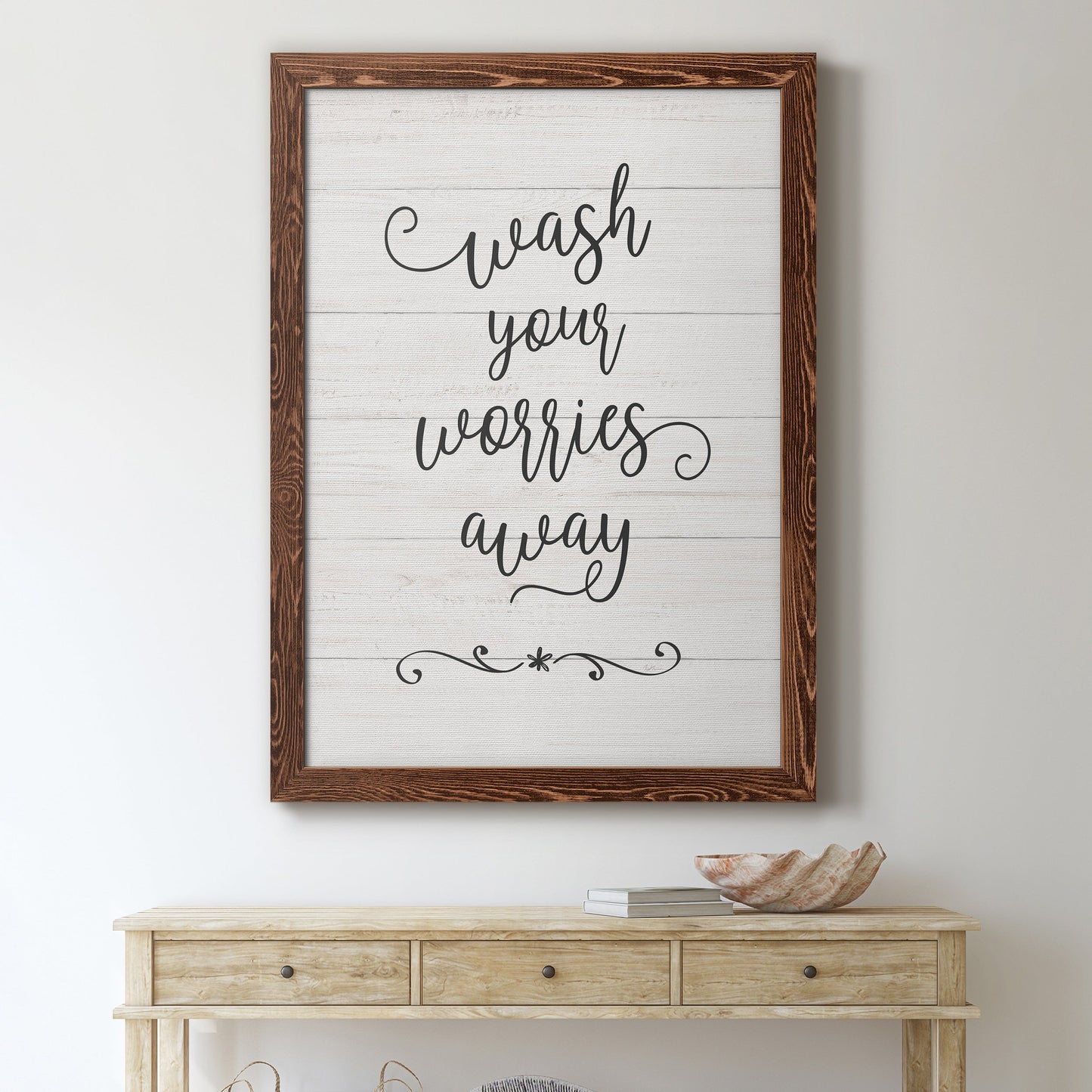 Wash Worries - Barnwood Framed Canvas Print