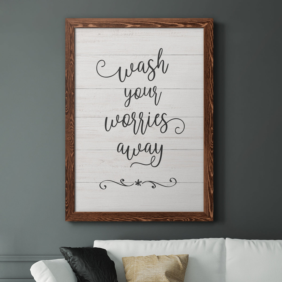 Wash Worries - Barnwood Framed Canvas Print