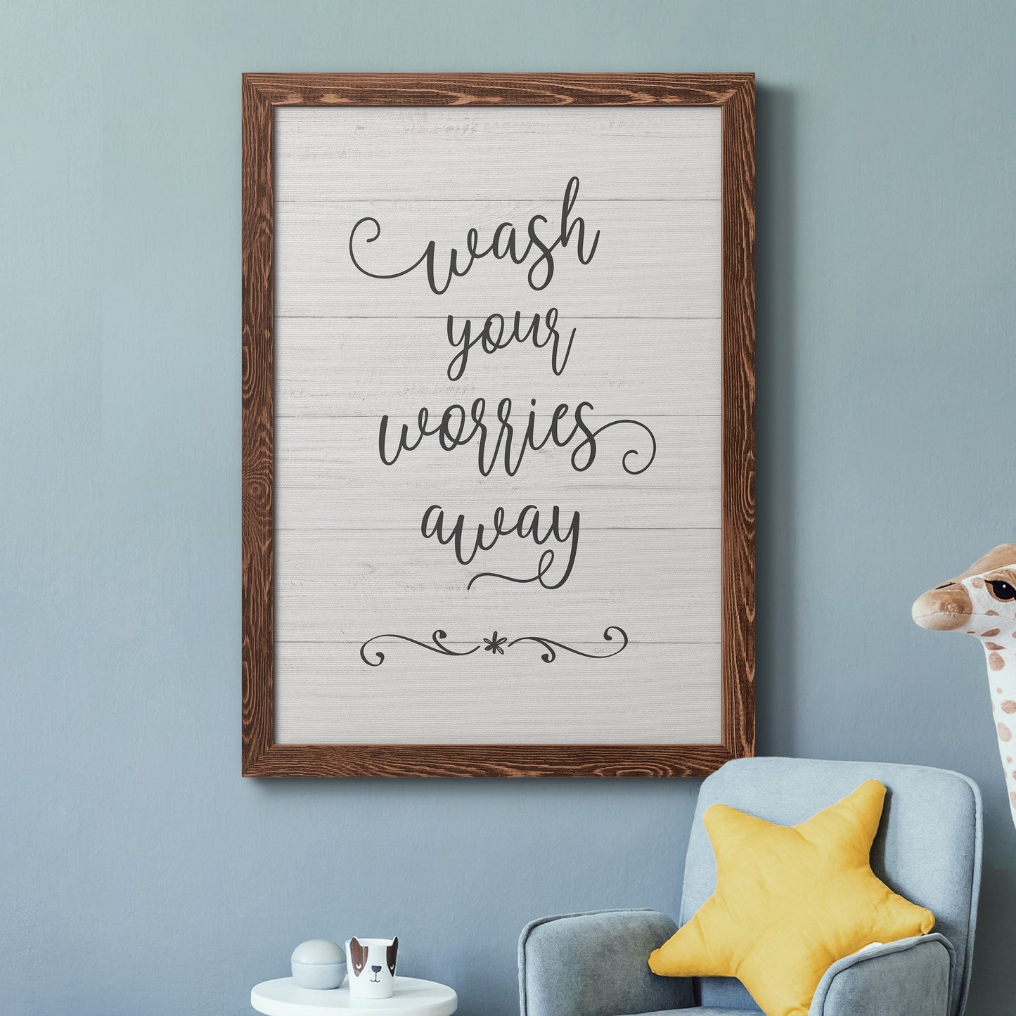 Wash Worries - Barnwood Framed Canvas Print