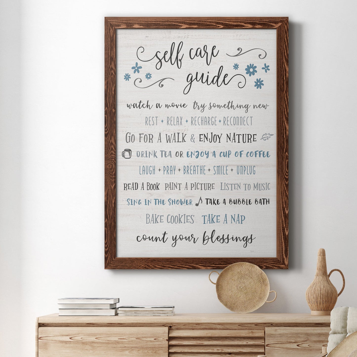 Guide to Self Care - Barnwood Framed Canvas Print