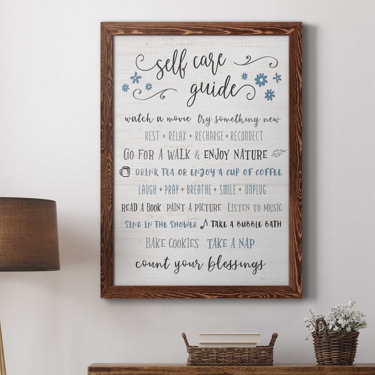 Guide to Self Care - Barnwood Framed Canvas Print