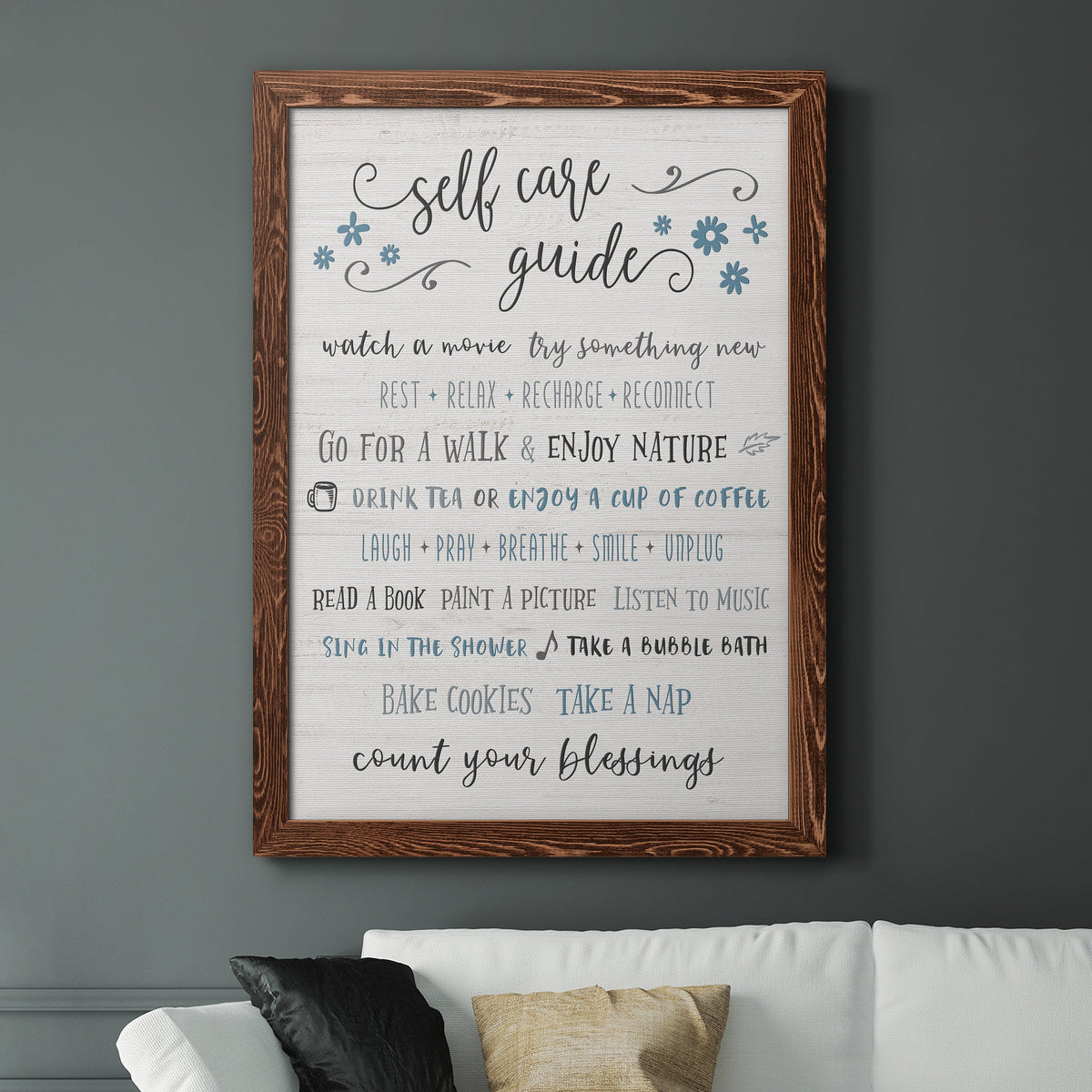 Guide to Self Care - Barnwood Framed Canvas Print