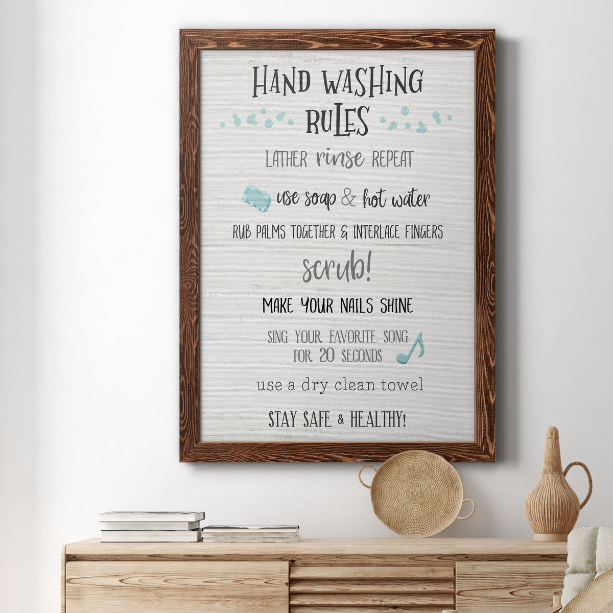 Stay Safe Rules - Barnwood Framed Canvas Print