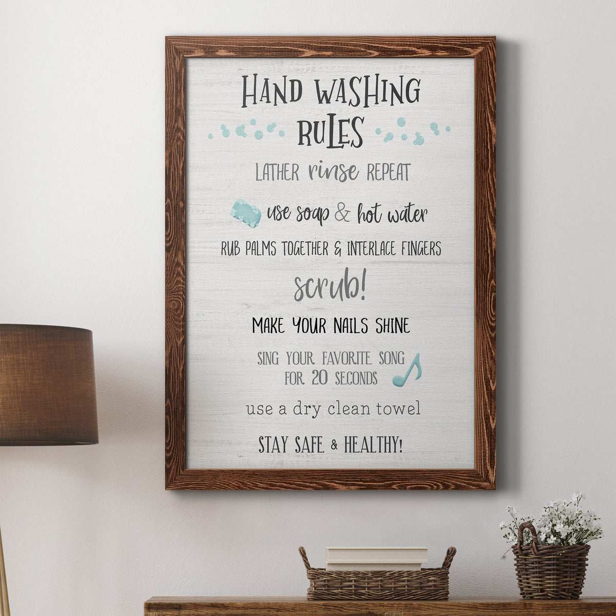 Stay Safe Rules - Barnwood Framed Canvas Print