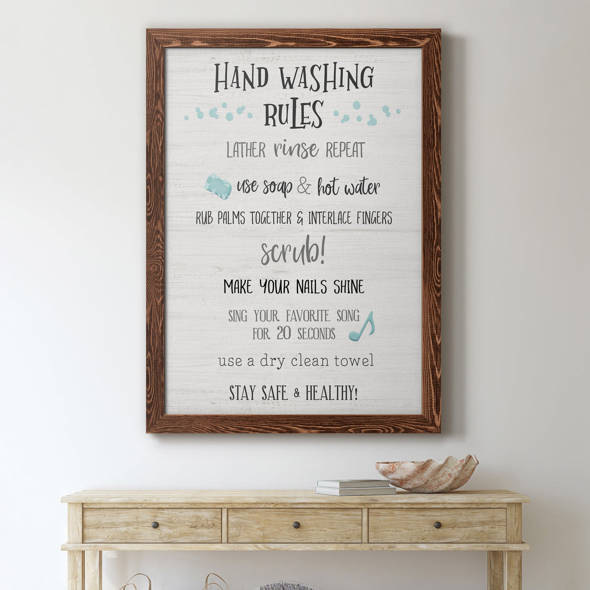 Stay Safe Rules - Barnwood Framed Canvas Print