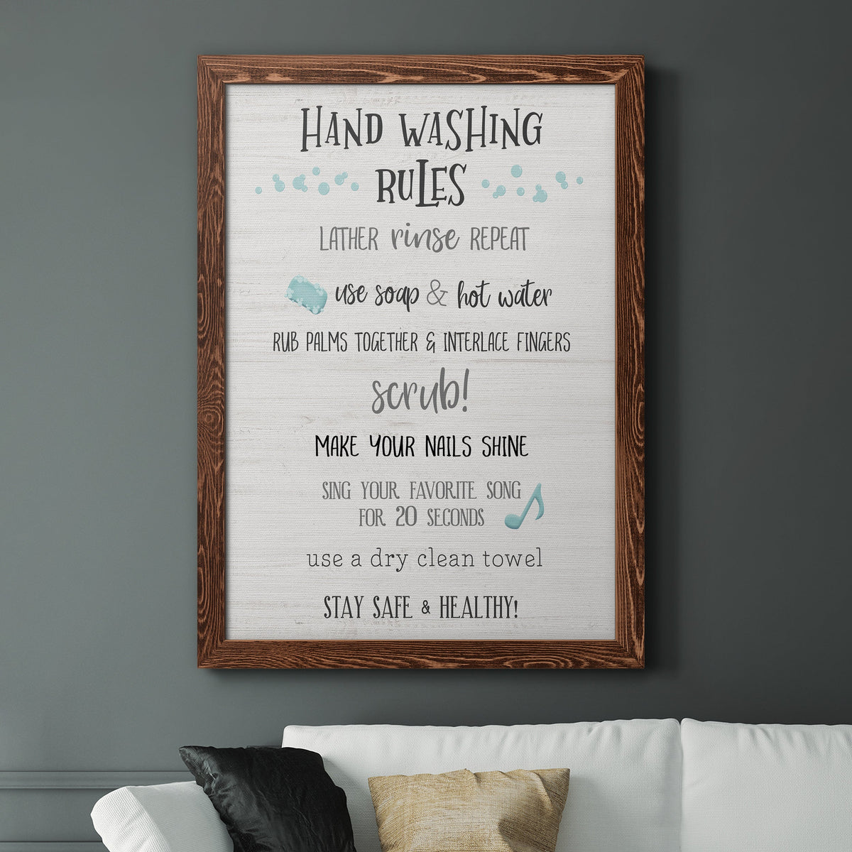 Stay Safe Rules - Barnwood Framed Canvas Print