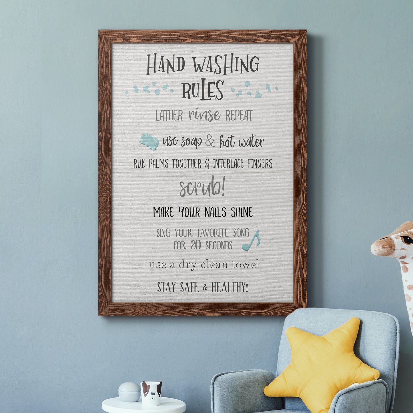 Stay Safe Rules - Barnwood Framed Canvas Print