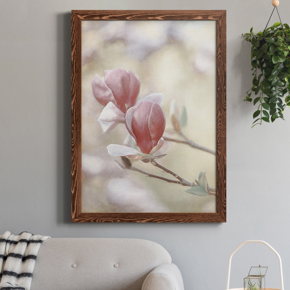 Blooming Hearts - Barnwood Framed Canvas Print