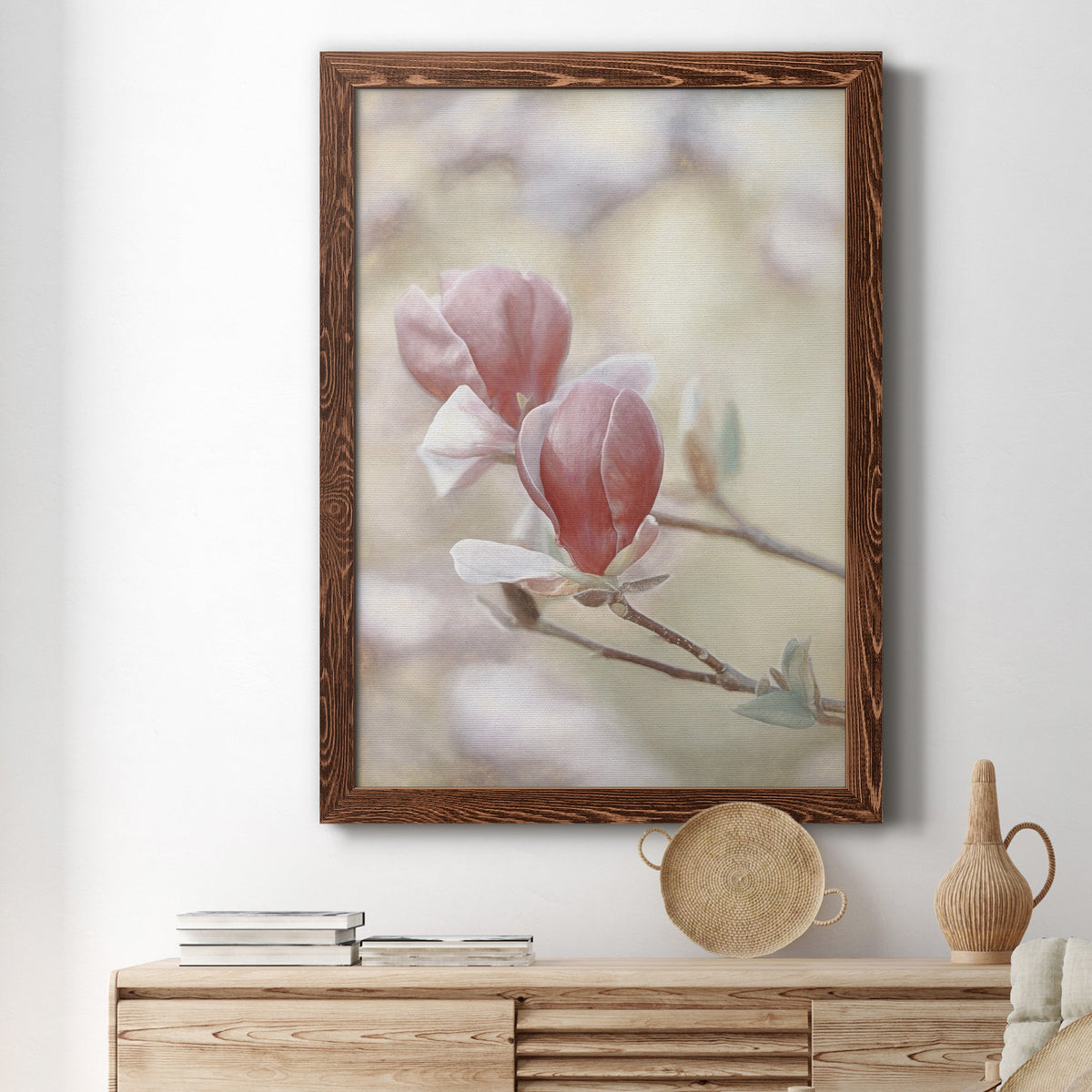 Blooming Hearts - Barnwood Framed Canvas Print