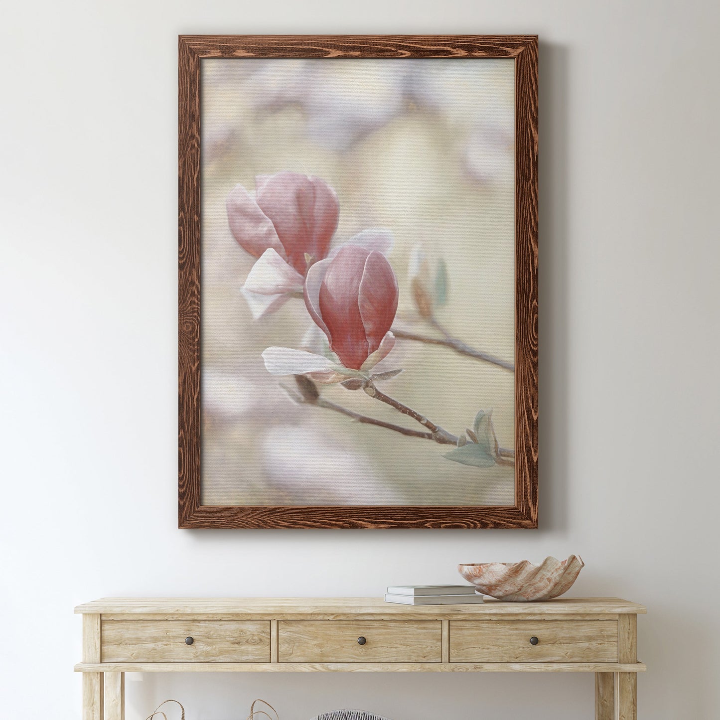 Blooming Hearts - Barnwood Framed Canvas Print