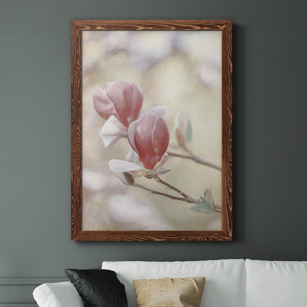 Blooming Hearts - Barnwood Framed Canvas Print